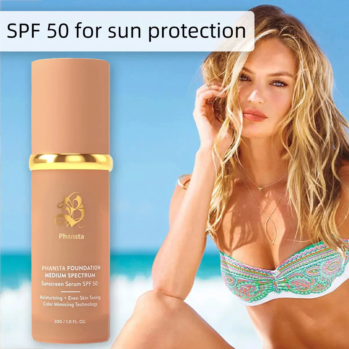 4 in 1 Foundation Liquid Hydrating Medium Full Coverage Concealer SPF 50+ Longwearing Waterproof Foundation Natural Face Makeup