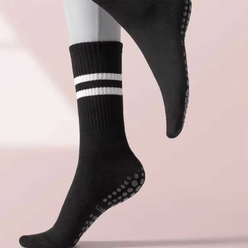 Professional Non-slip Yoga Socks Cotton Mid-tube Bottom Silicone Indoor Fitness Socks gym Floor Socks Dance Pilates Sports Socks