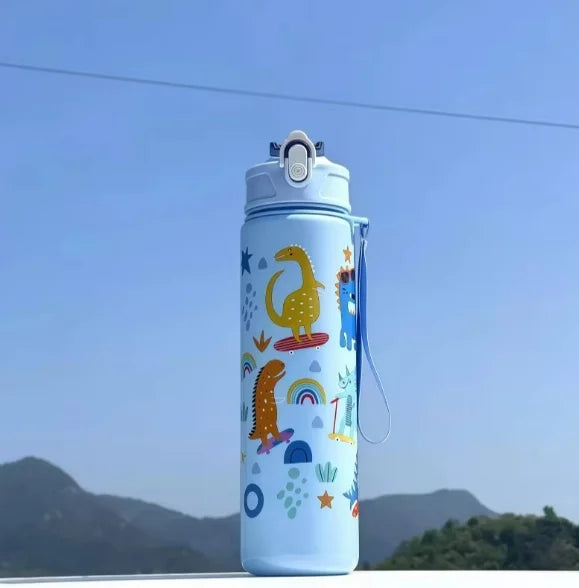 750ml Dinosaur Water Bottle For Kids Water Sippy Cup With Silicone Straw Leakproof Plastic Water Bottles Summer Kids Water Cup