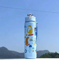 750ml Dinosaur Water Bottle For Kids Water Sippy Cup With Silicone Straw Leakproof Plastic Water Bottles Summer Kids Water Cup