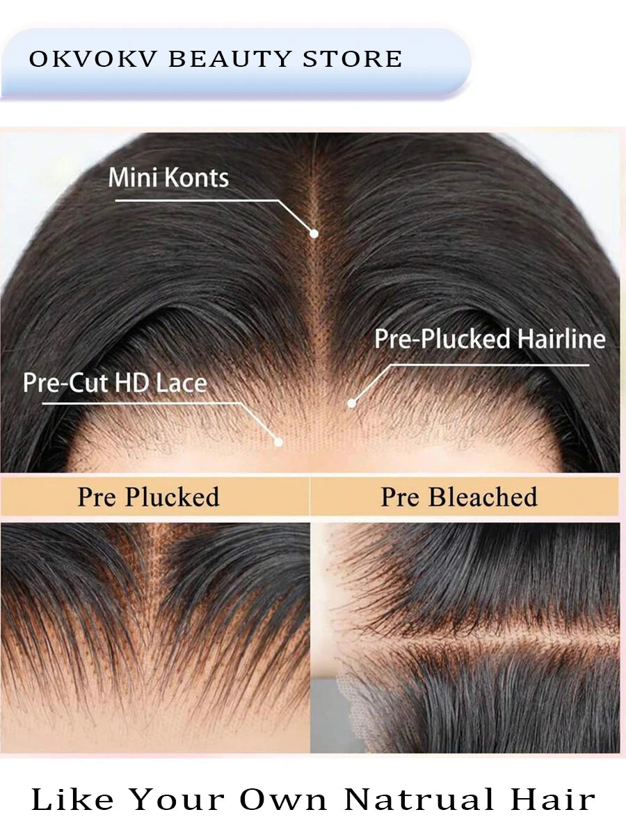 40 Inch Wear And Go Glueless Wigs Human Hair Pre Plucked Pre Cut 5x5 HD Lace Front Wigs 250% Density Body Wave No Glue For Women