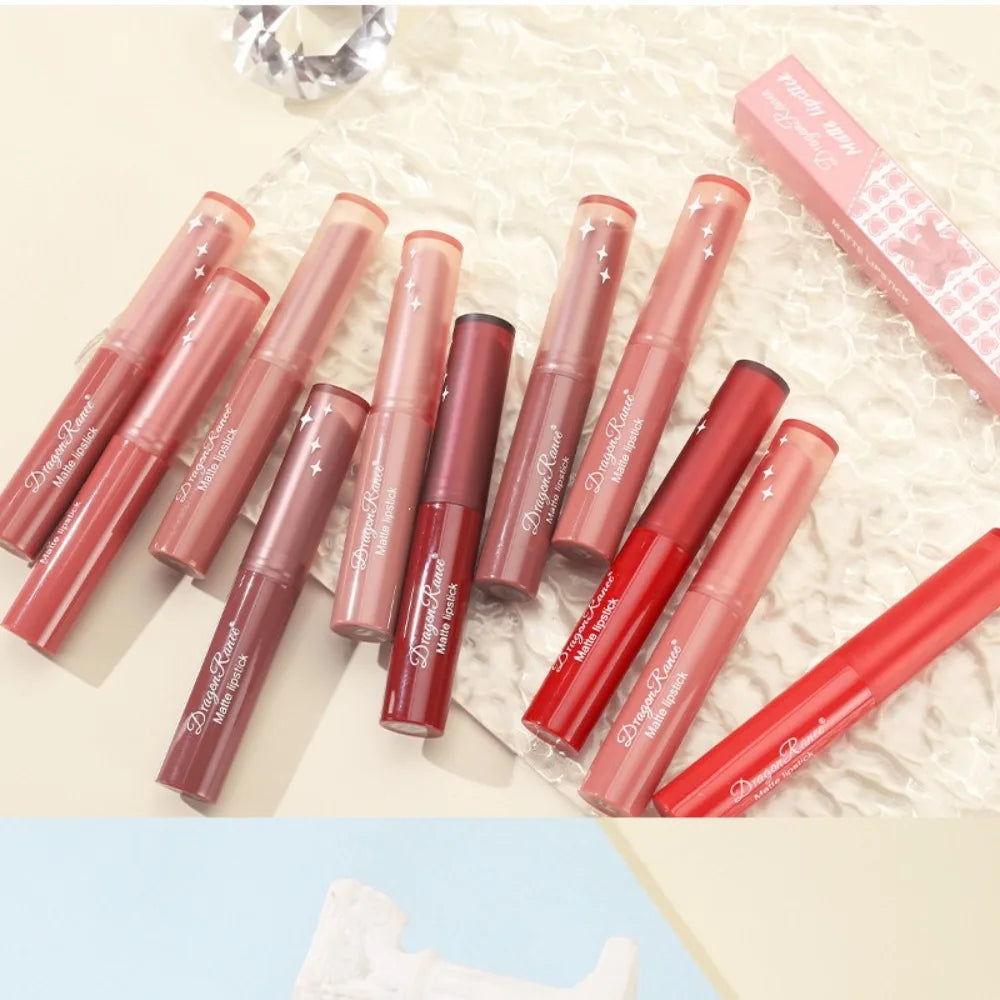 Nude Pink Matte Lipstick 12 Color Waterproof Long Lasting Lip Sticks Not Fading Sexy Red Velvet Solid Lip Gloss Women Lip Makeup
