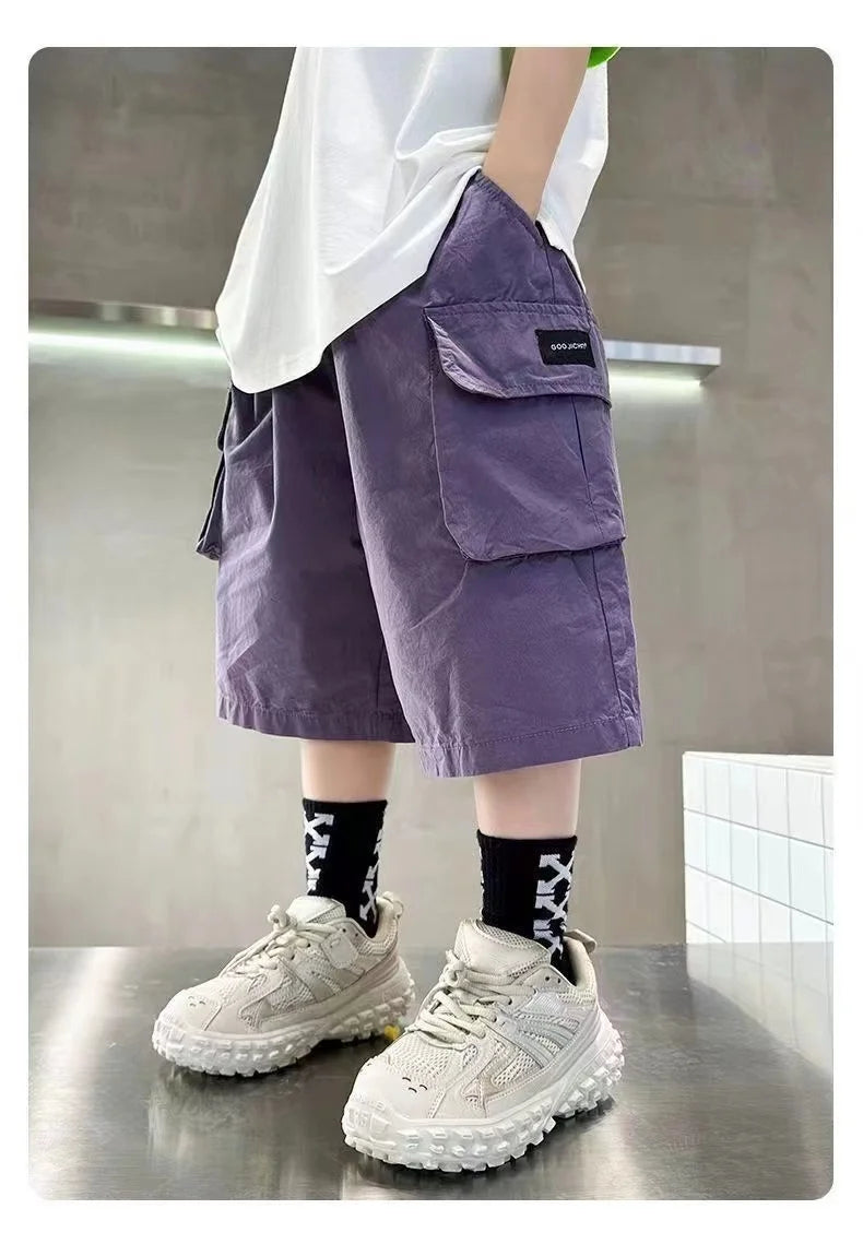 3-14 Years New Fashion Summer Boys Shorts Cotton Big Pocket Half Trousers For Kids Children Outdoor Sport Pants