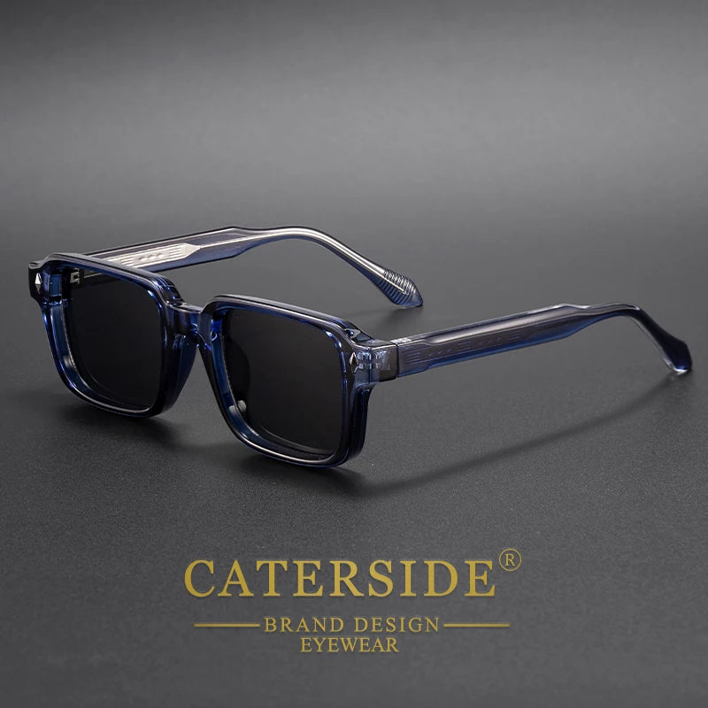 CATERSIDE Vintage Men's Square Sunglasses Brand Design Temple Tips Sun Glasses Women's Outdoor Travel Party Eyeglass UV400