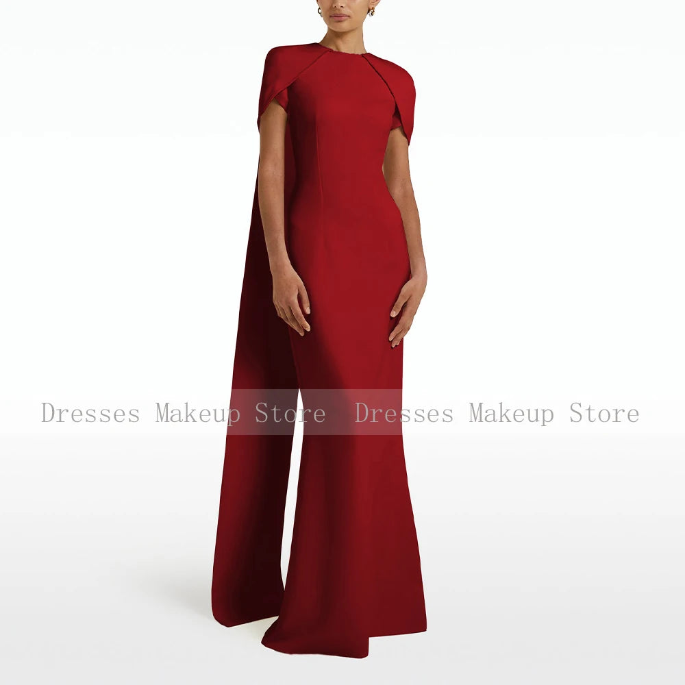 Customized Hot Pink Formal Evening Dresses Mermaid O Neck Elegant Wedding Guest Gowns Long Criss-Cross Watteau Train Prom Dress