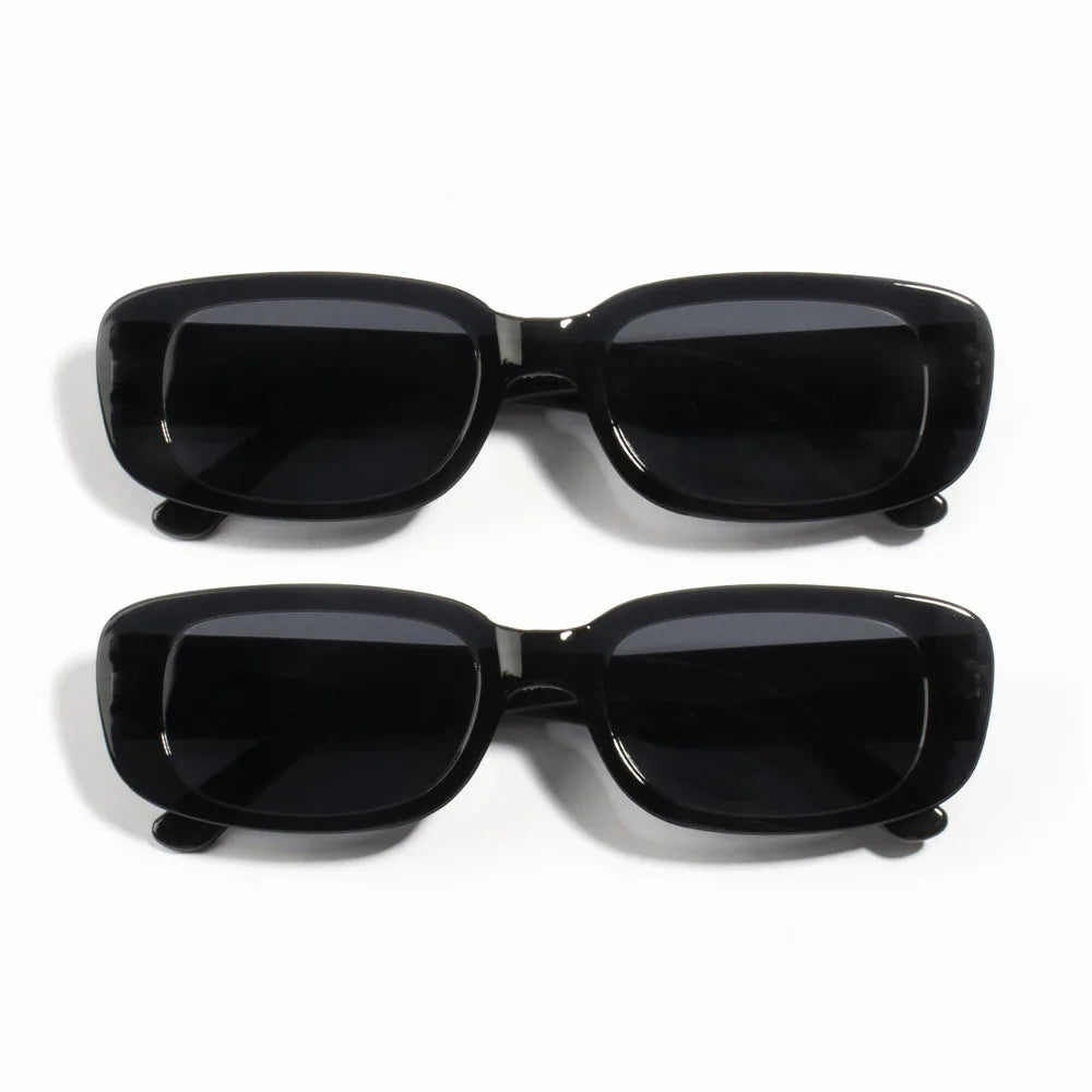 10PCS Vintage Black Square Sunglasses Woman Luxury Brand Small Rectangle Sun Glasses Female Gradient Clear Mirror Oculos De Sol