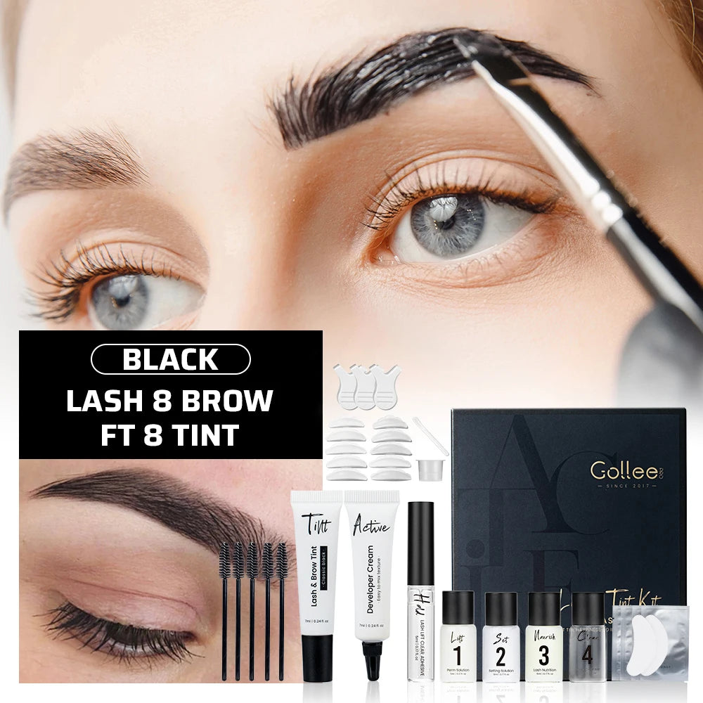 Gollee Lash and Brow Curling Perm Kit Natural Eyelash Lifting Perm Treatment Makeup Long Lasting 4-6 Weeks For Lash Curler Perm