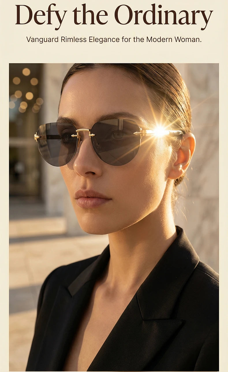 2026 Fashion Square Rimless Sunglasses Women Vintage Gold Metal Frameless Polygon Sun Glasses Lady Pilot Eyewear Cut Edge Shades