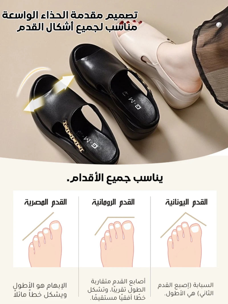 Women's Waterproof Platform Summer Platform Slippers Non-Slip Soft-Soled Wedge Sandals Women's Metal Chain Heightening