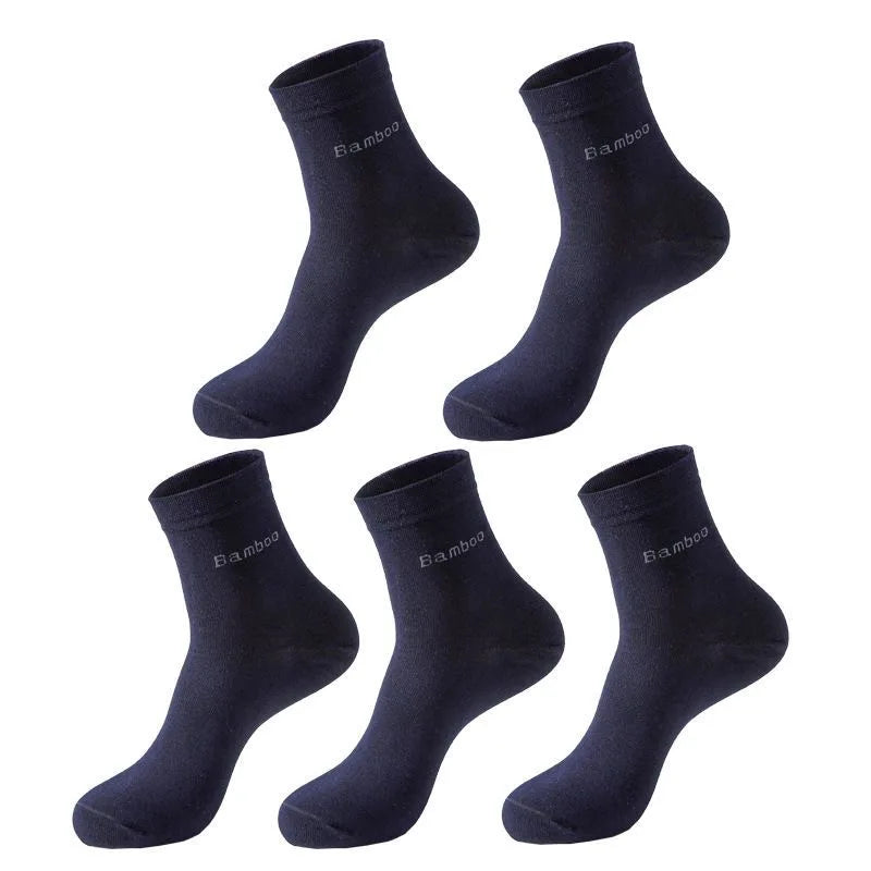 5Pairs/Men Bamboo Socks Comfortable Breathable Casual Business Men's Crew Socks High Quality Antibacterial Mid-calf SocksEU39-45