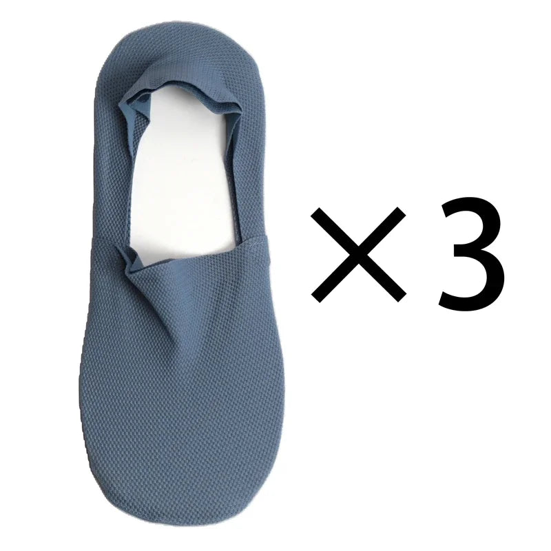 3 Pairs Men's Boat Socks 100% Cotton Deodorant Sweat Absorption Mesh Invisible Sock Thin Breathable Silicone Non-slip Silk Socks