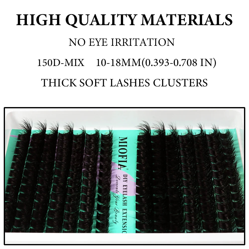 MIOFIA Wispy Thick Lashes Cluster 50D 80D 100D 150D Natural Fluffy False Eyelash Extension Cat Eye Lashes Mixed Tray Makeup