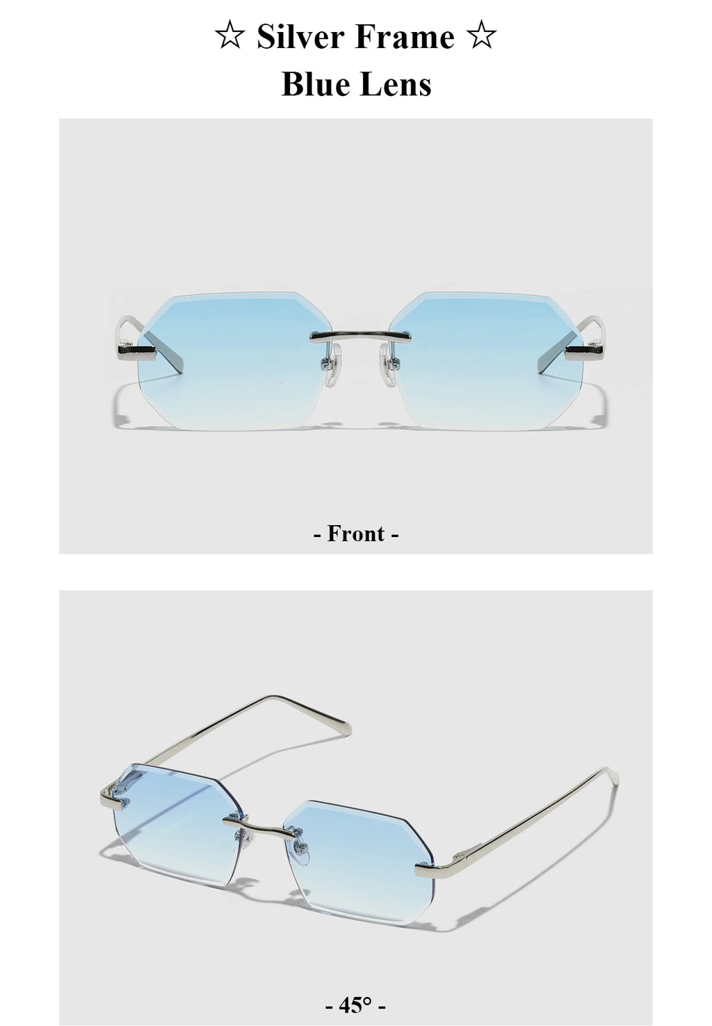 Ruiao Sunglasses Men Brand Designer Fashion Rimless Sun Glasses Shades Diamond Cut Lens Ladies Frameless Metal Eye glasses
