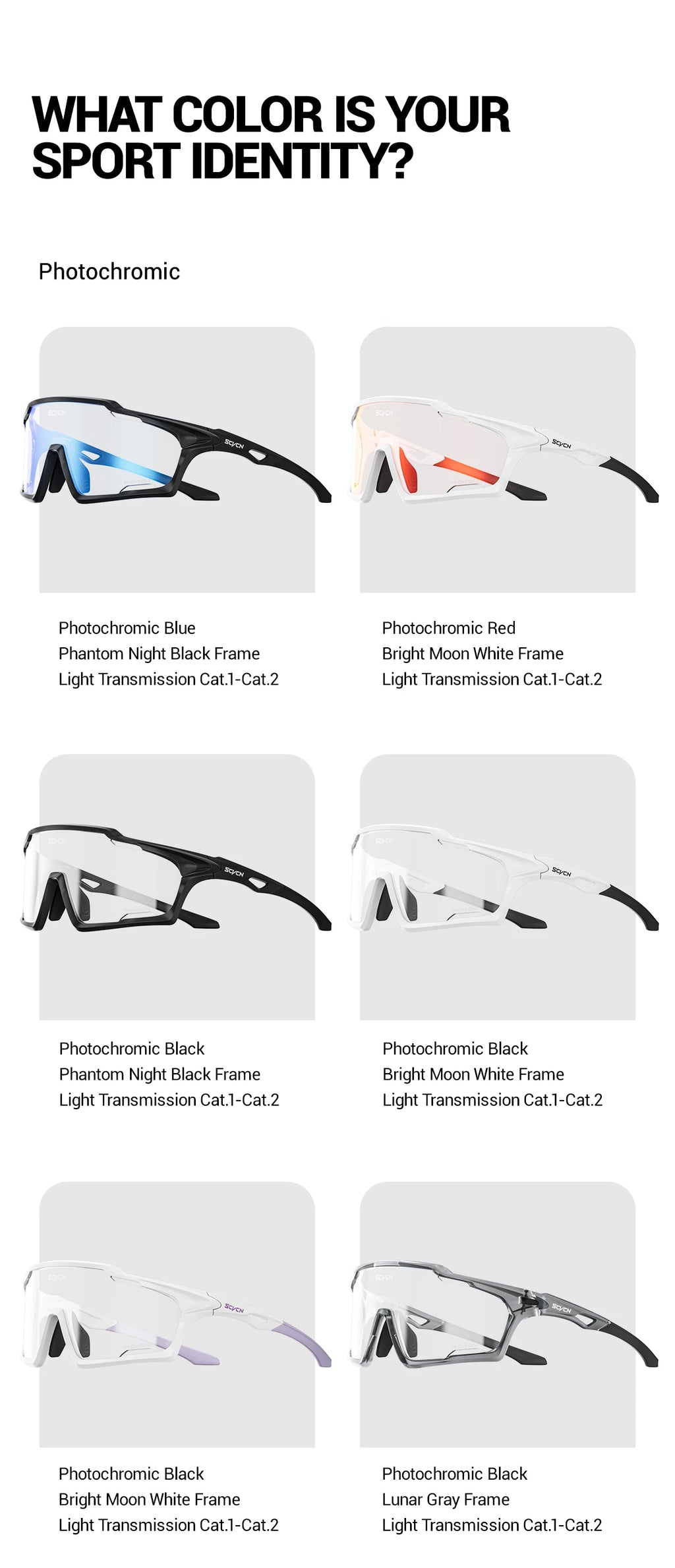 SCVCN Photochromic Sunglasses for Man Cycling Glasses MTB Riding Skating UV400 Fishing Goggles Woman Bike Bicycle Baseball 2026