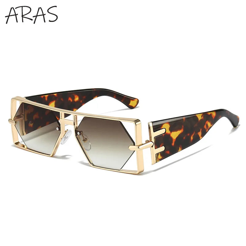 Steampunk Rectangle Sunglasses Women Men 2026 Luxury Hollow Metal Frame Sun Glasses Vintage Punk Hexagon Eyewear UV400 Shades