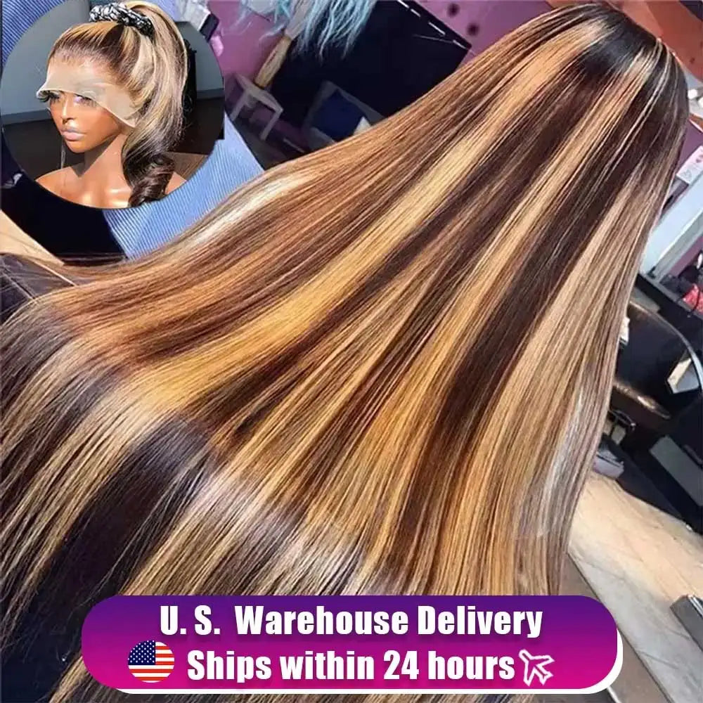Highlight Wigs Colored Straight Lace Front Human Hair Wigs For Women Honey Blonde Straight 13x4 Hd Lace Frontal Wigs Human Hair
