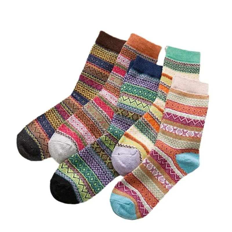 5 Pairs Women Winter Autumn Fashionable Mid Socks New Crew Ladies Happy Funny Novelty Dot Design Socks  ﻿