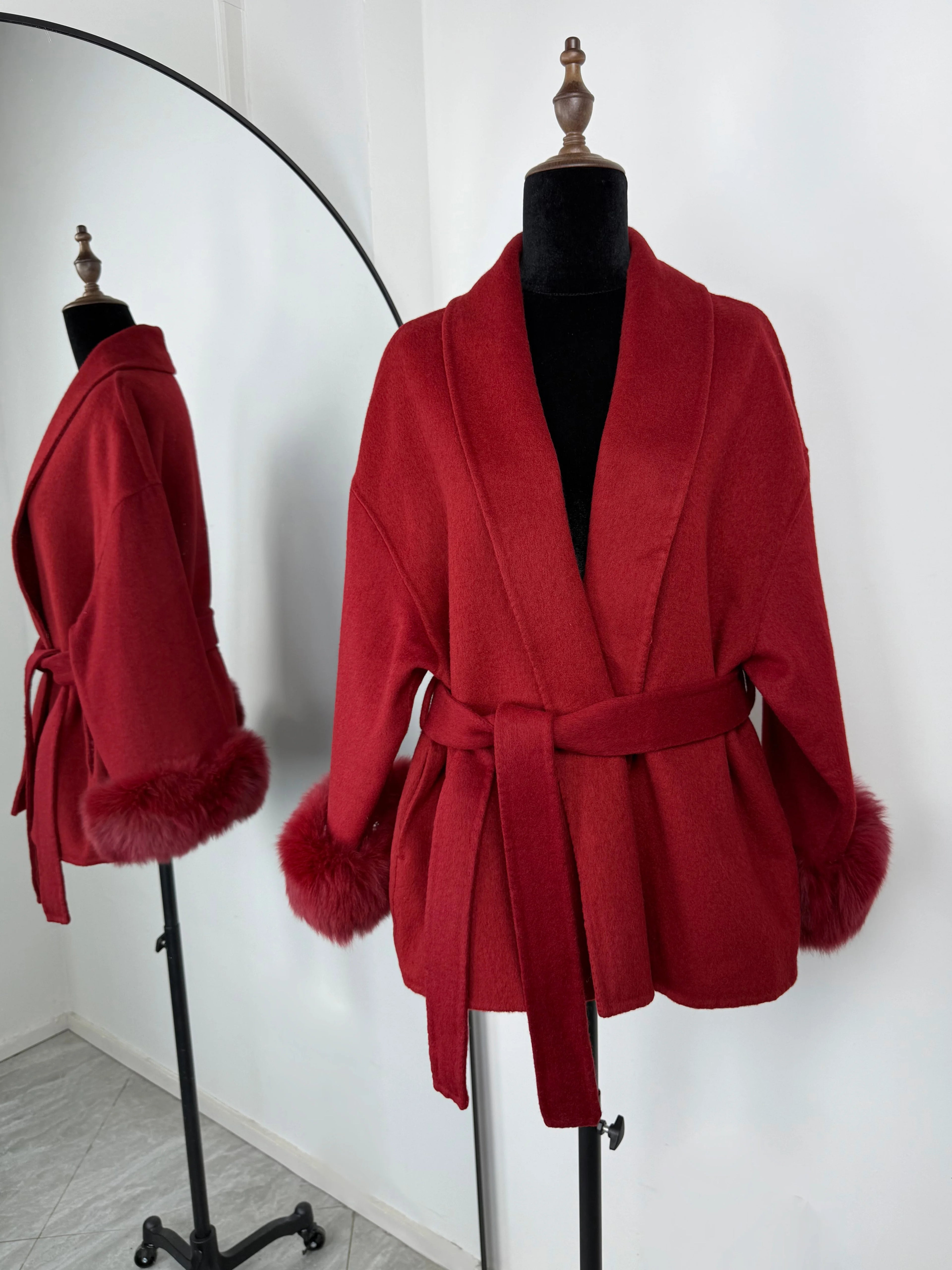 TARUXY Fox Fur Woolen Coats Women's Short Coat Office Lady Removable Elegant Double-sided Wool Overcoat 2025 New Cardigan Jacket