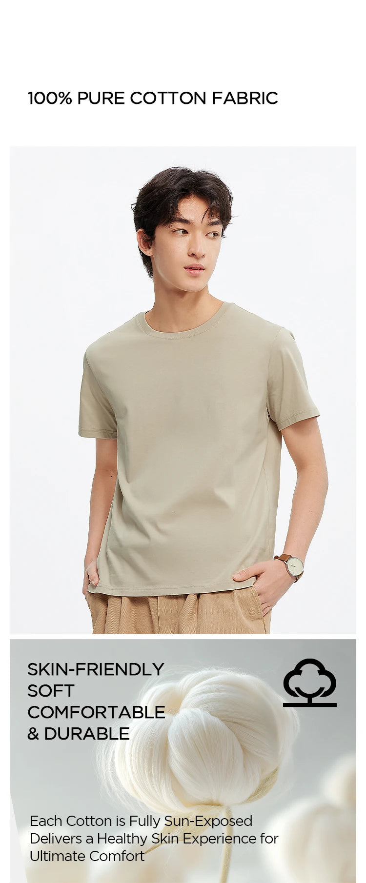 Semir Short Sleeve T-Shirt Men Pure Cotton Bottoming Shirt 2026 New Spring Solid Color Inner Layer Top Versatile White T-Shirt