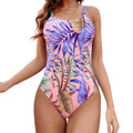 Women s Tropical Print Sleeveless Romper Swimsuit with Cutout Detail and Adjustable Straps for Summer Beach Vacation