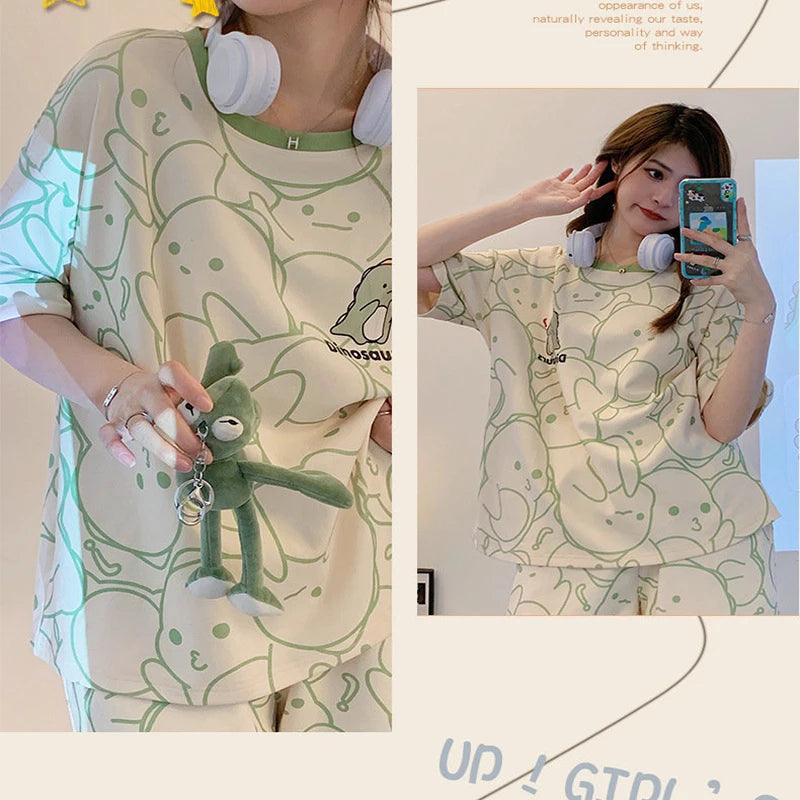 Sleepwear Set Women Short Pajamas for Women Women's Summer Pajamas Pajama Sets Pijama Woman Home Wear Panties Sleep Lounge