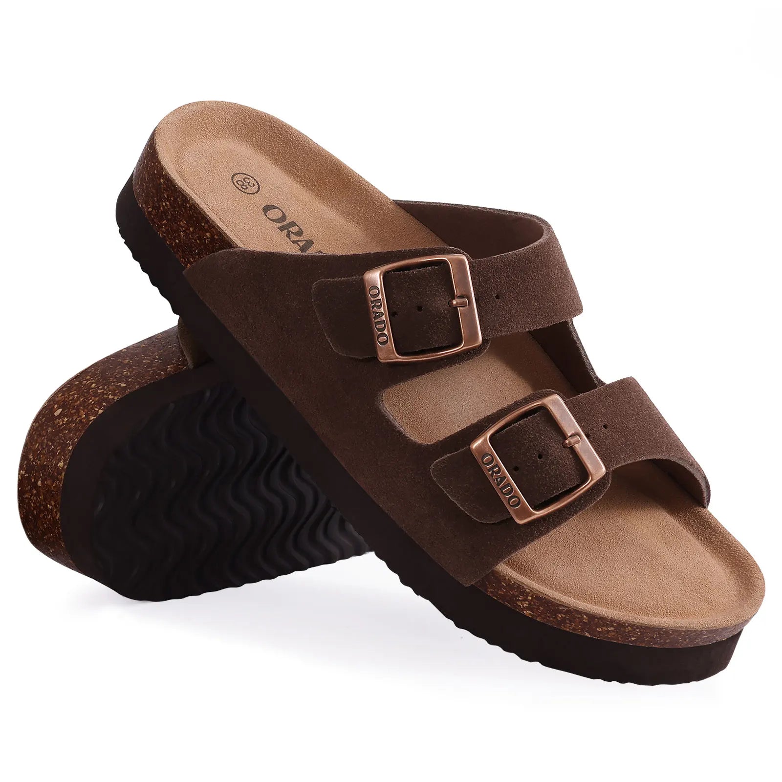 Bebealy Women's Cork Footbed Slide Men Sandal Summer Outdoor Sandals With Adjustable Buckle Beach Sandals Vacation Pool Sandals