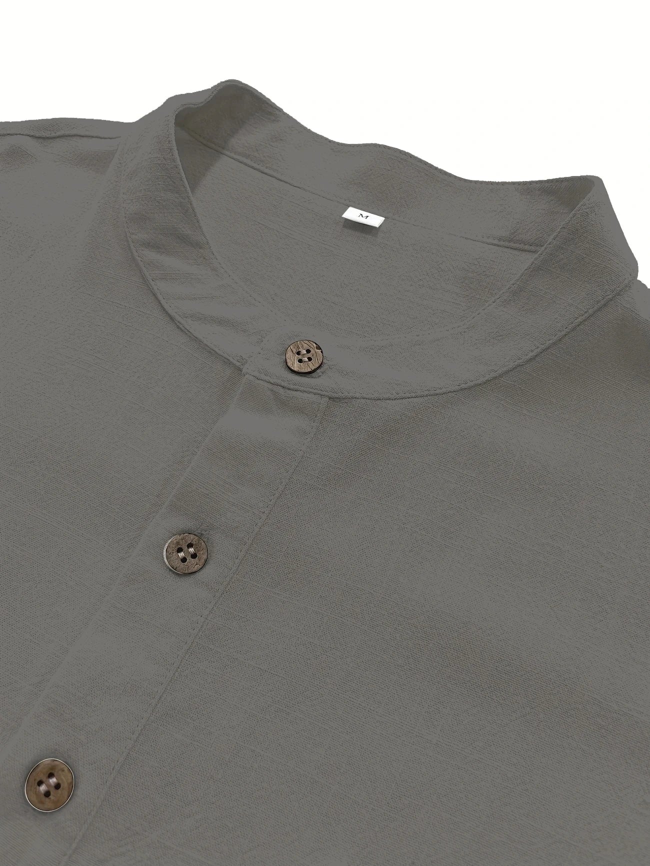 High Quality Men's Breathable Cotton Linen Short Sleeve Henley Shirt Casual Loose Fit Solid Color Tee with Chest Pocket