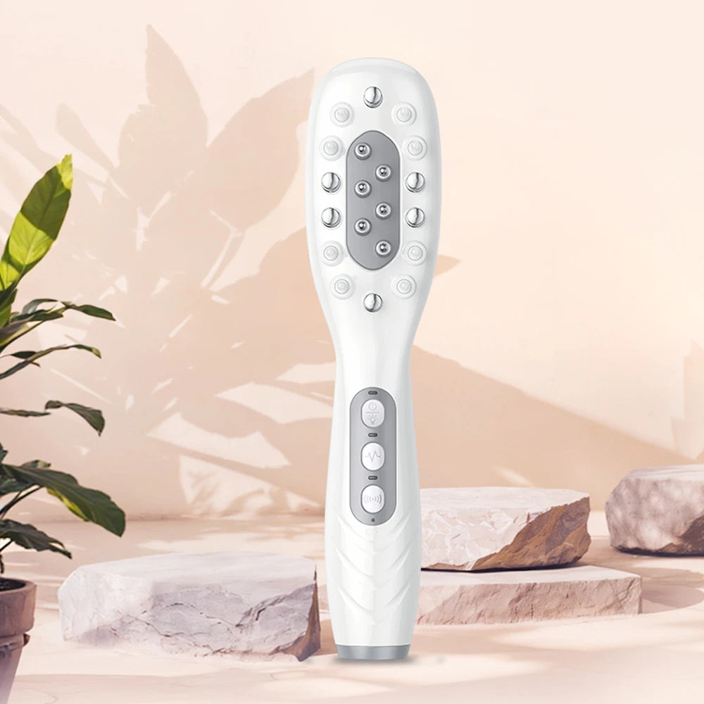 Electric Hair Growth Comb Oil Applicator Red Blue LED Vibration Head Massage Brush Comb EMS Stimulates Scalp Anti-Hair Loss