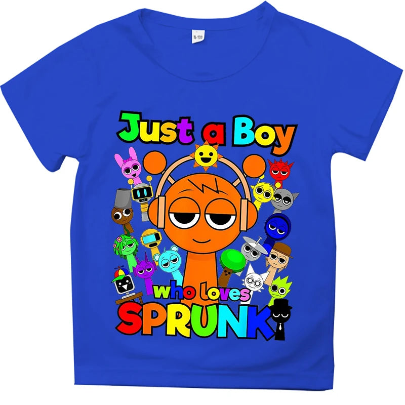 Summer Game Sprunki Incredibox Cartoon Print Cotton Kids T-Shirts Boys Casual Short Sleeve Baby Girls Clothes Children Tee Tops