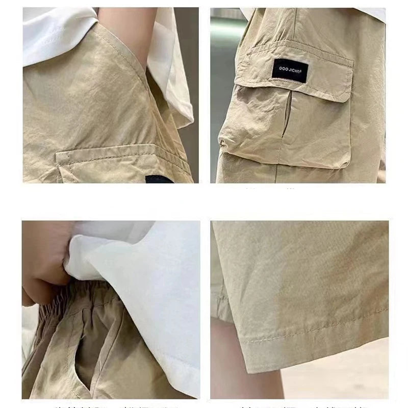 3-14 Years New Fashion Summer Boys Shorts Cotton Big Pocket Half Trousers For Kids Children Outdoor Sport Pants