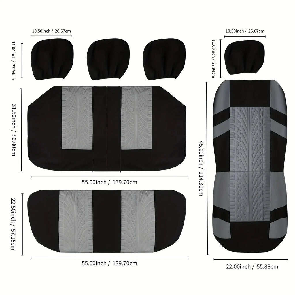 Car Seat Covers Full Set Front Split Rear Bench For Car Universal Cloth SUV Sedan Van Automotive Interior Covers