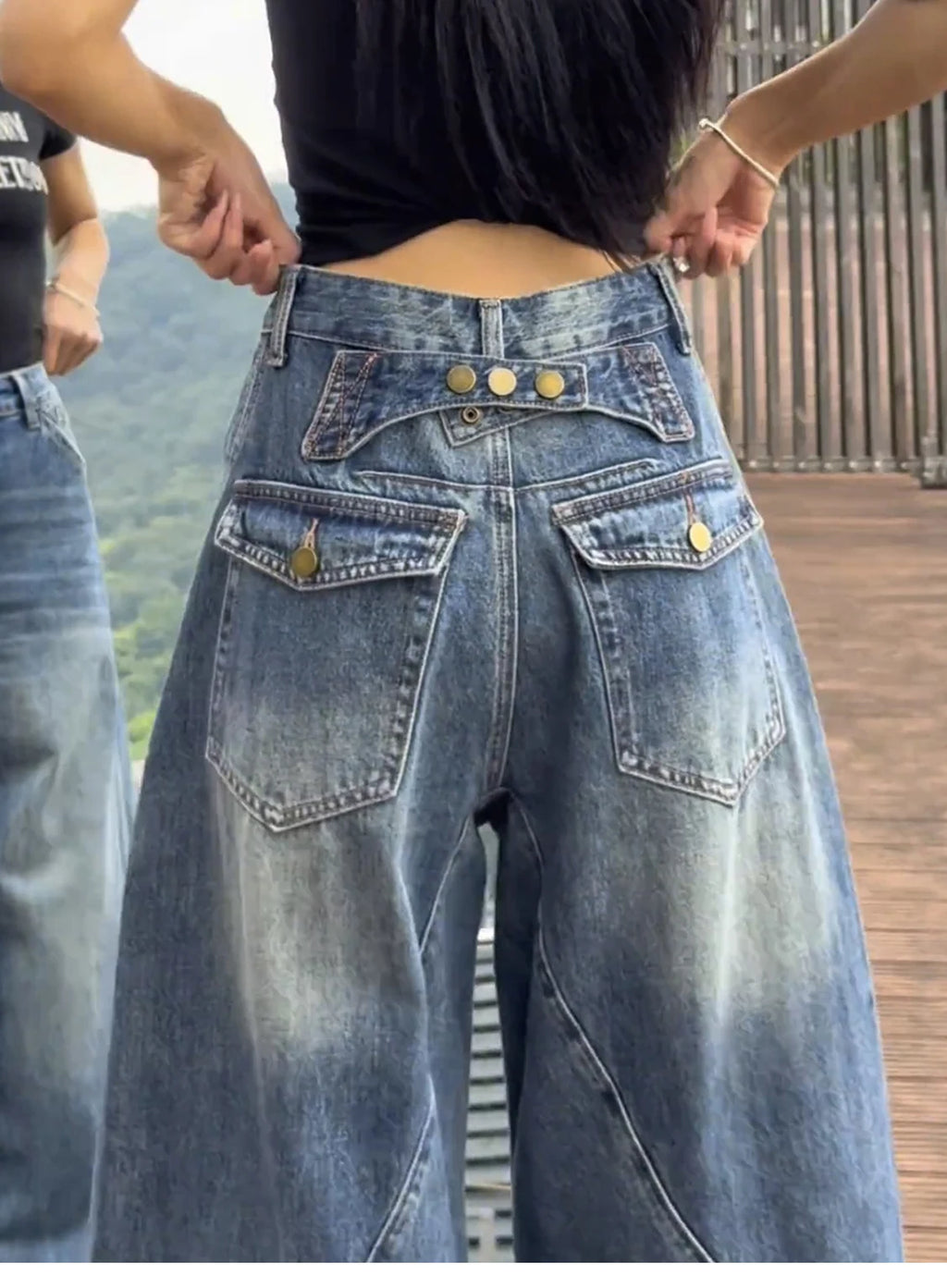High Waist Wide Leg Jeans Women's Thin Denim Pants Loose Fit Straight Full Length Jeans plus Size Casual Sle