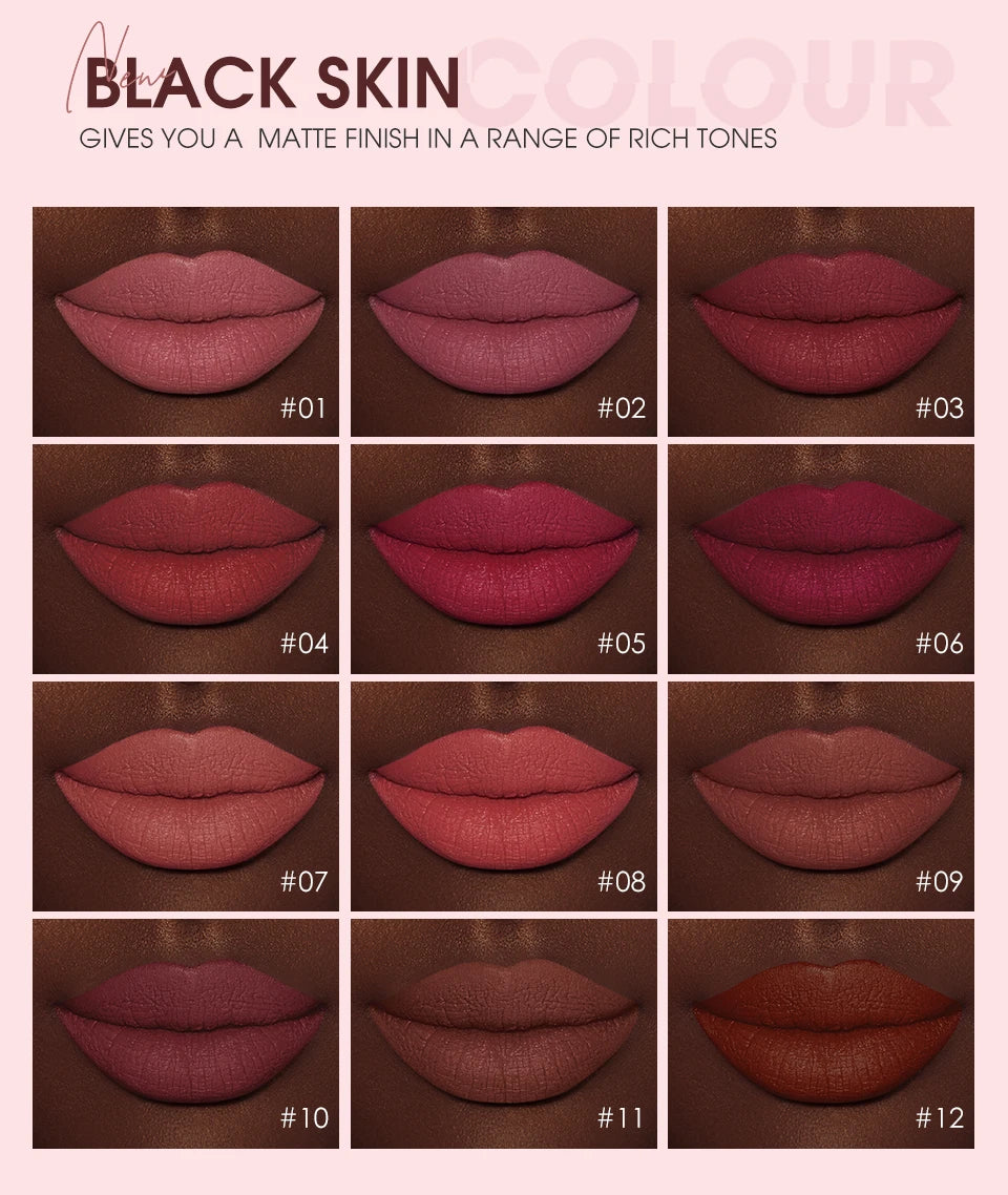 Velvet Matte Lip Gloss Tint 12 Shades Waterproof Long Lasting Nonstick Cup Liquid Lipstick Makeup Cosmetics For Women