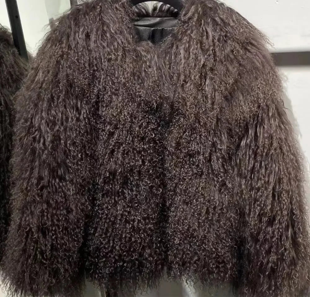New Winter Autumn Fashion Real Fur Jacket Women Genuine Mongolia Sheep Fur Coat