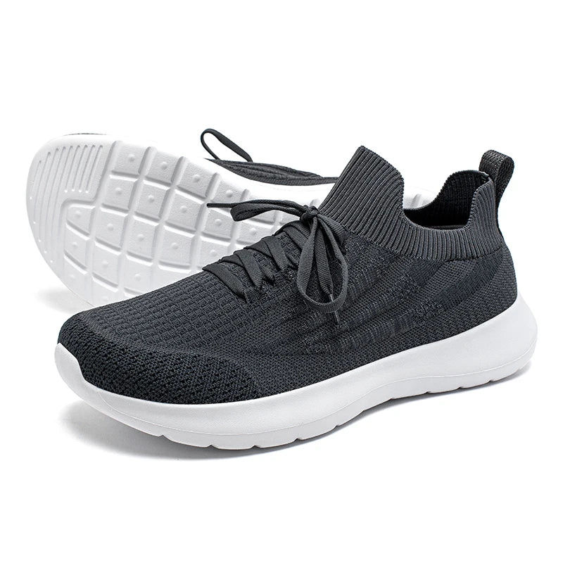 HOBIBEAR Unisex Running Sneakers Wide Toe Mesh Breathable Walking Shoes Non Slip Lace-Up Hiking Sneakers