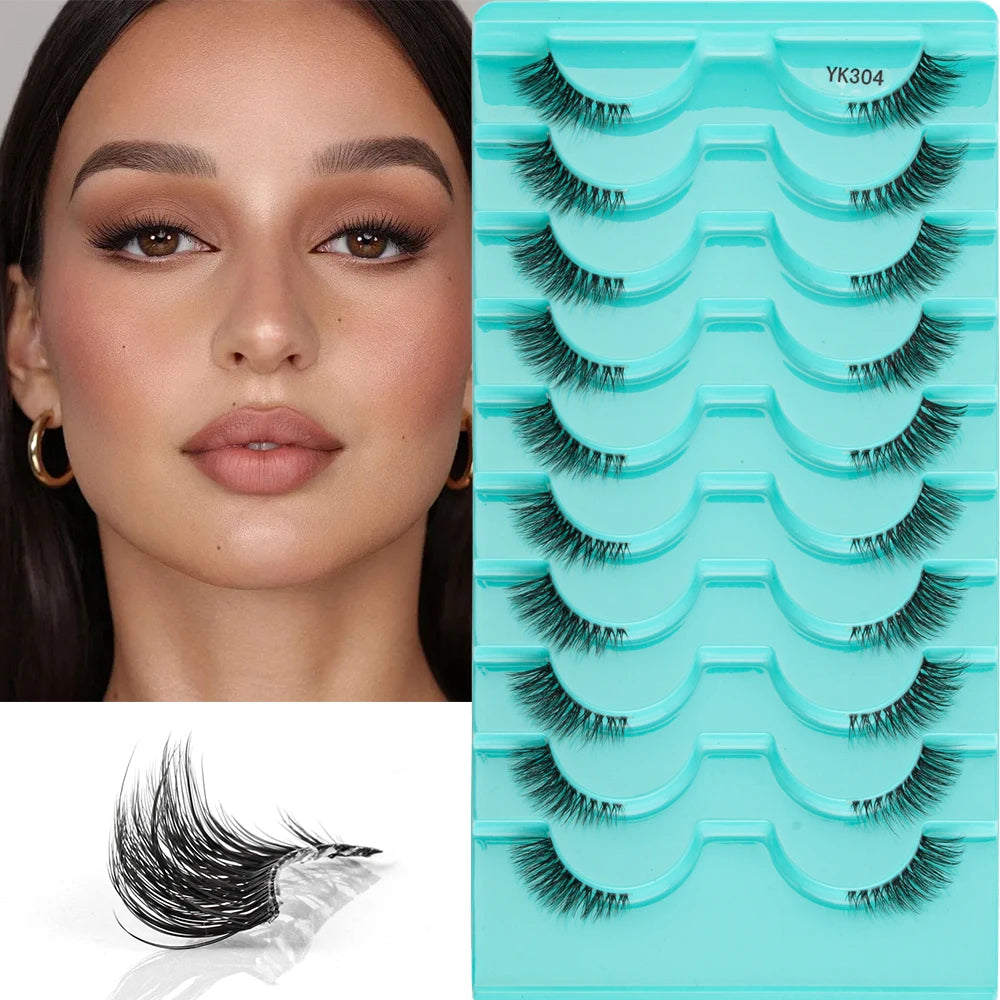 New Half Eyelashes 3/10Pairs Half Lashes Natural 3D Cat Eye Lashes Clear Stem False Eyelash Extension Makeup Faux Cils maquiagem