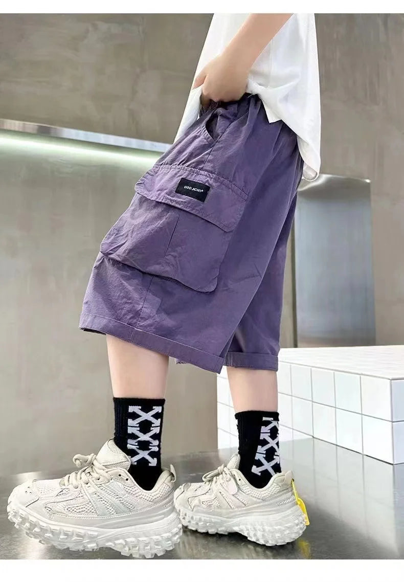 3-14 Years New Fashion Summer Boys Shorts Cotton Big Pocket Half Trousers For Kids Children Outdoor Sport Pants