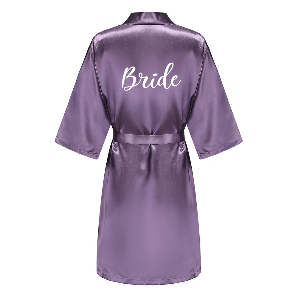 New Bathrobe Bride Satin-Silk Robe Women Bridal Party Sister Team Mother Shower Gift Bridesmaid Wedding Short Robes YE7883