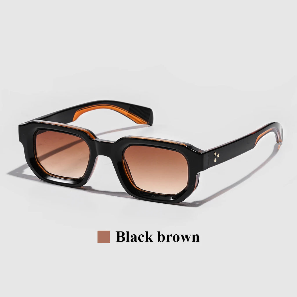 Ruiao Men Vintage Rectangle Frame Sunglasses Fashion Retro Sun Glasses Luxury Brand Design UV400 Shades Eyewear Women Sun Glasse