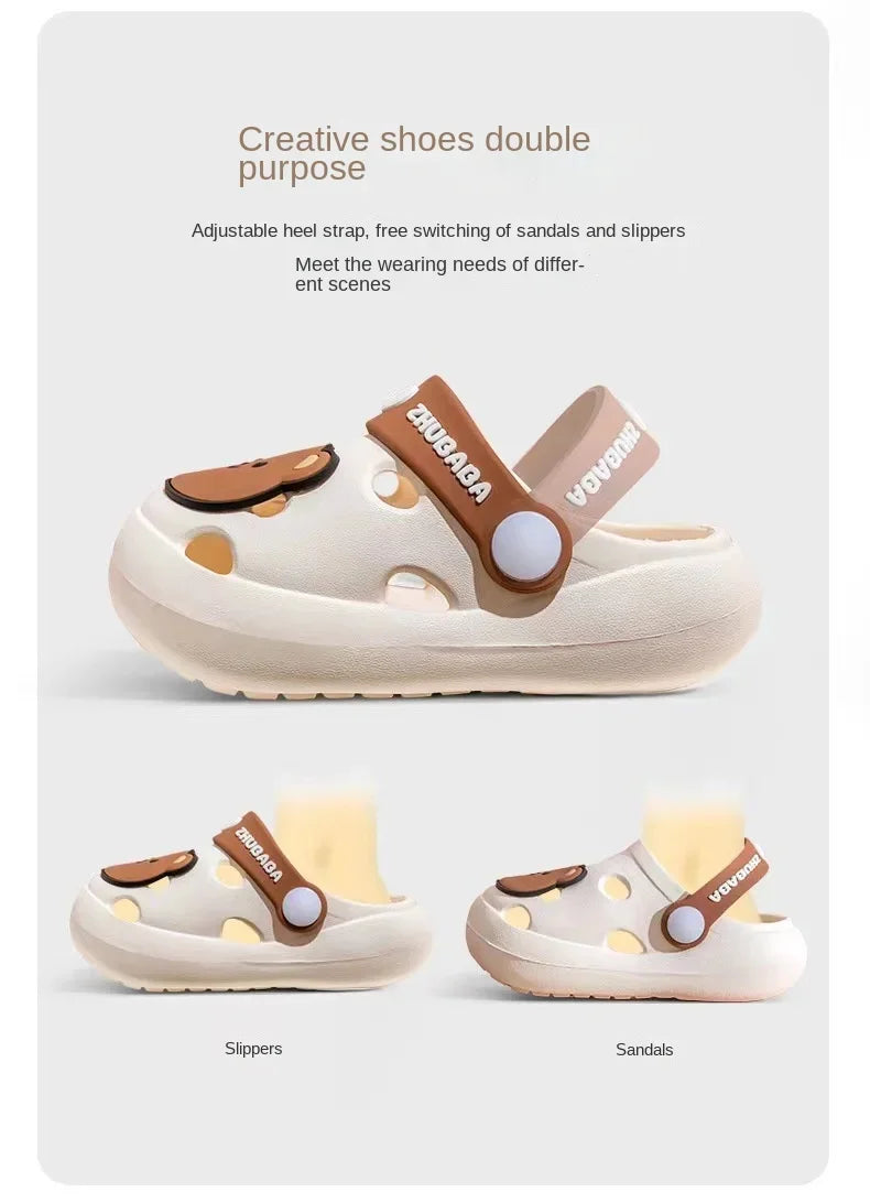 Cartoon Home Slippers Kids Fashion Cute Soft Soled Non-slip Sandals Summer New Design Shoes Baby Unisex PVC Round Head Slippers