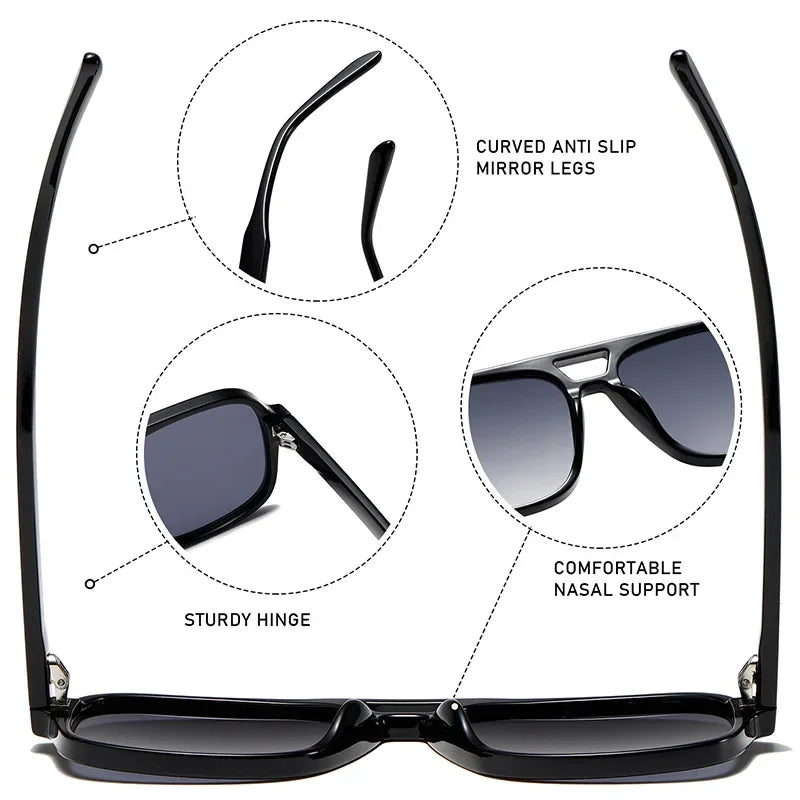 3507 Double Bridge Square Aviator Sunglasses - UV400 Vintage Pilot Style, Retro Classic Sun Glasses for Men Women Unisex 411240