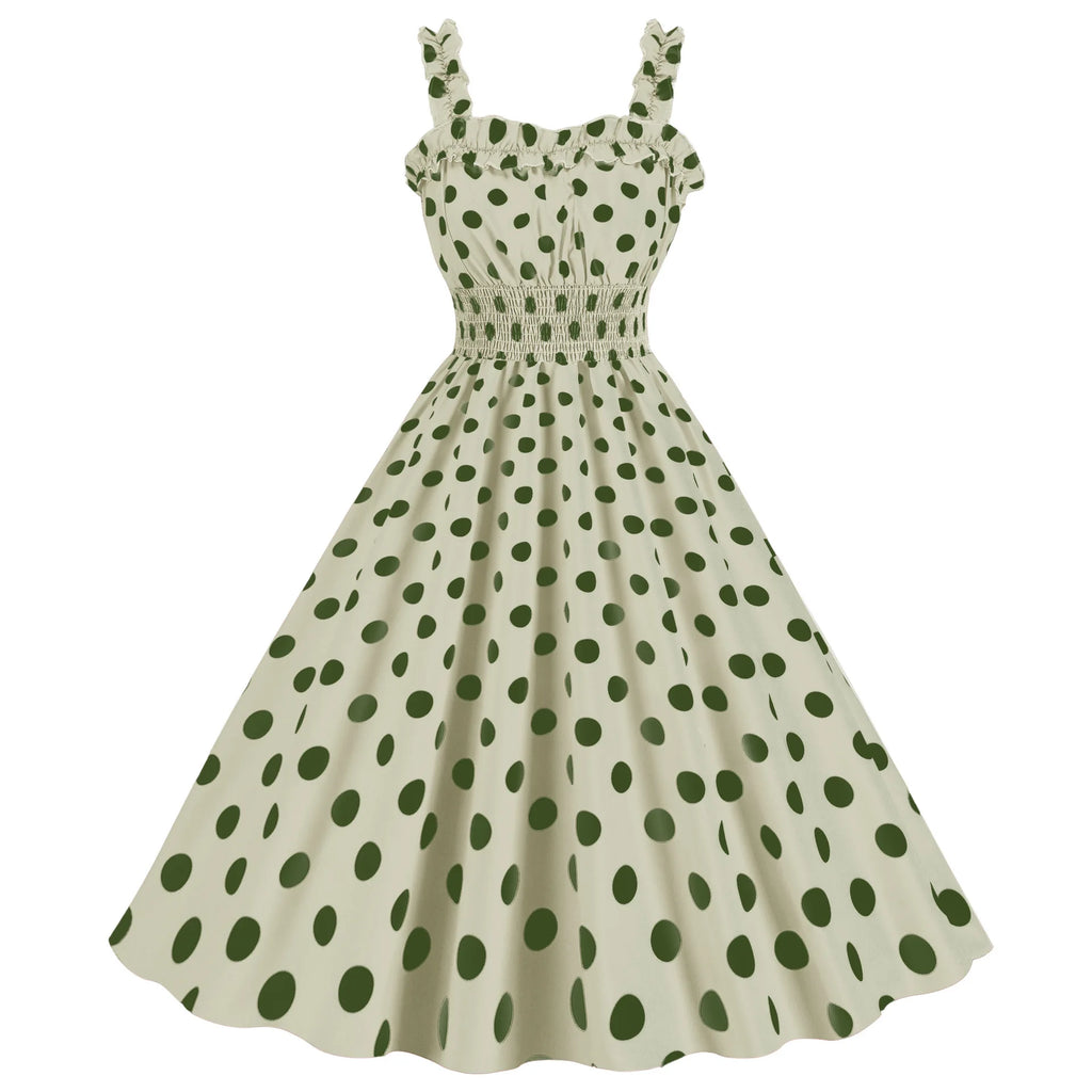 Elegant Women Pink Polka Dot Dress Summer Robe Hepburn 1950s 60s Vintage Sexy Halter Rockabilly Retro Party Dresses 2026 Vestido