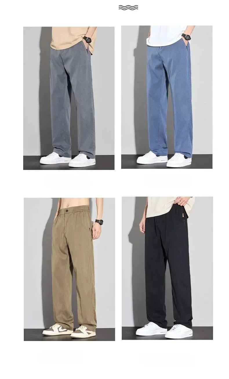 2026 Thin Summer New Men's Soft Lyocell Casual Pants Comfortable Fashion Solid Color Simple Male Trousers Brand Clothing