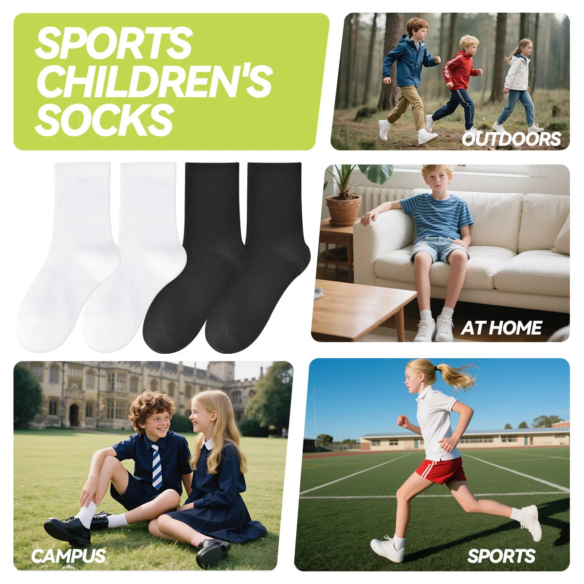 Children's pure cotton seamless socks,mesh thin mid-calf style for summer, suitable for students to wear to school, for sports