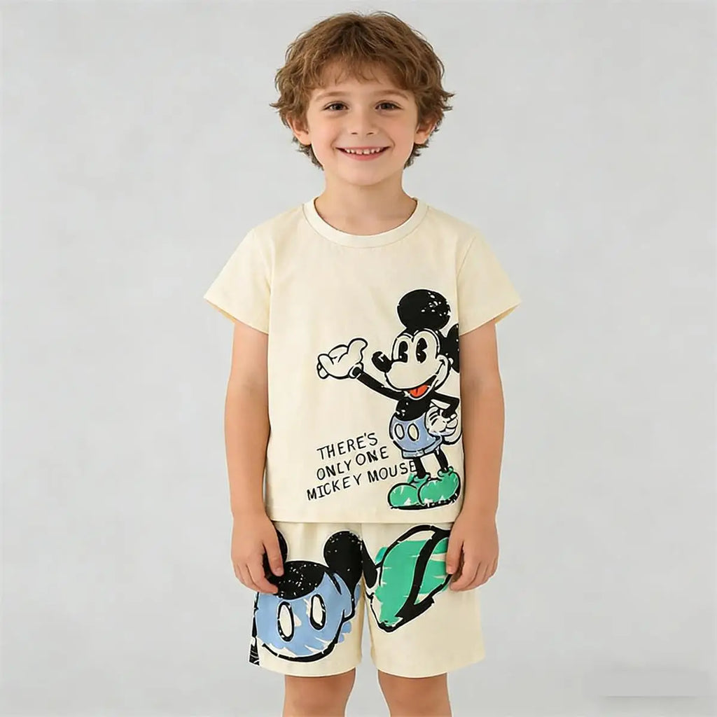 Baby Boys Girls Cartoon Tees Loose Shorts Two Piece Set 2026 Summer Child's Short-sleeved Tracksuits Cute T-shirt+Shorts Wear