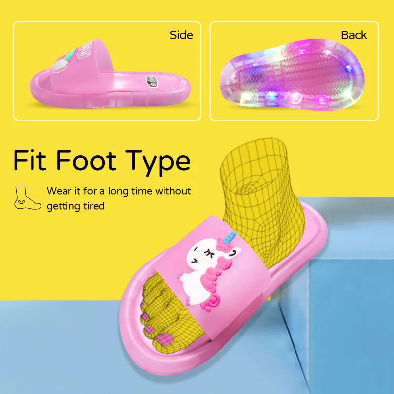Girl Slippers Children LED Kids Slippers Baby Bathroom Sandals Kids Shoes for Girl Boys Light Up Shoes Toddler