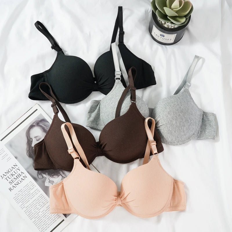 Push Up Bra Sexy Women's for Gathering Small Breasts Deep V Underwire Solid Bras Backless Intimate Underwear Padded Bra