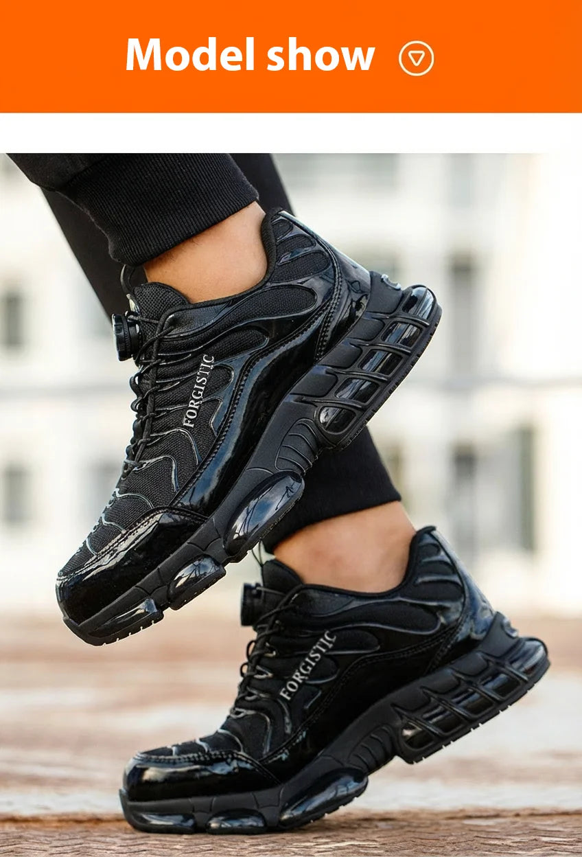 Men's Rotary Button Safety Shoes Anti-Impact Anti-Piercing Indestructible Work Shoes Fashionable Comfortable Safety Sneakers for