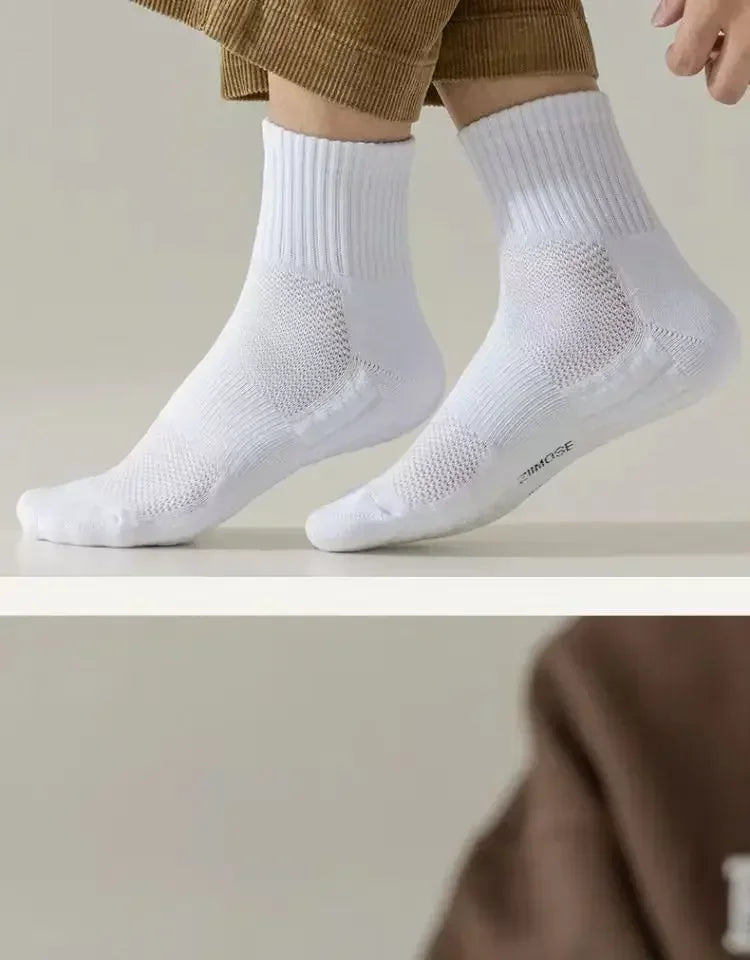 10pairs HLHYX Socks Men's Cotton Deodorant Winter Towel Bottom with Mid-tube White Stockings Thickened Sports Basketball Socks