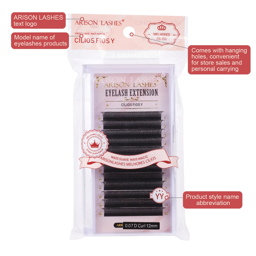 ARISON 3D/4D/5D/6D W-Shape Eyelashes Extension Premade Volume Fans YY-shape Lashes Faux Mink Soft Easy Faning Natural Lash